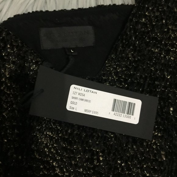 $895 NWT Nili Lotan Short Cami Gold Metallic Dress - Picture 7 of 7